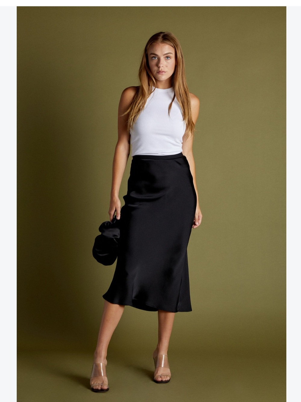 ANINE BING XS Black Bar Silk Midi Skirt Orig $350